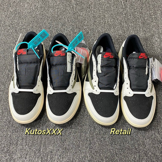 KutosXXX vs Retail – Travis Scott AJ1 Low Olive 1:1 Comparison