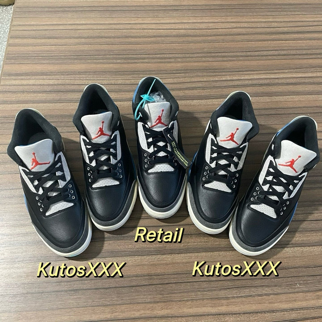 Air Jordan 3 Black Cement – Retail vs KutosXXX Comparison