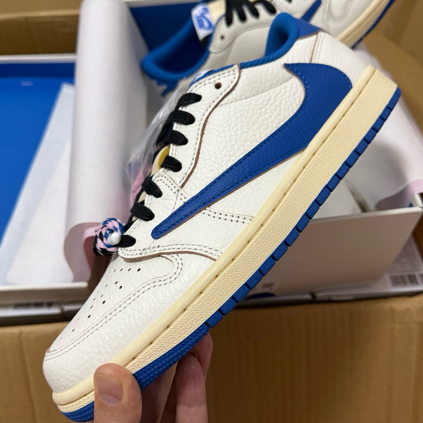 Jordan 1 Retro Low OG SP Fragment x Travis Scott Sail Military Blue