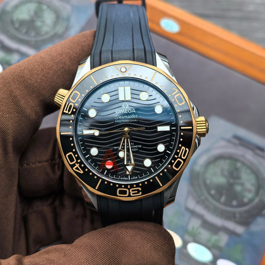 VS Factory V4 Omega Seamaster Diver 300M Black Gold / Rubber Strap / Cal. 8800